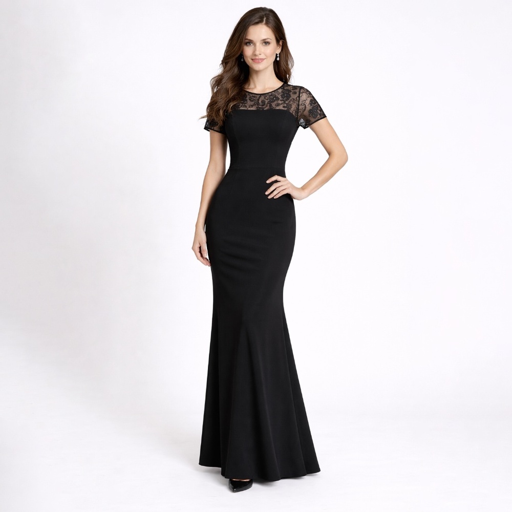 Dress the Population - Black Lace Top gown